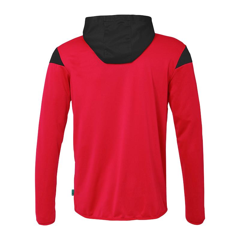 BLUZA ZAPINANA Z KAPTUREM SQUAD 27 UHLSPORT - czerwony/czarny