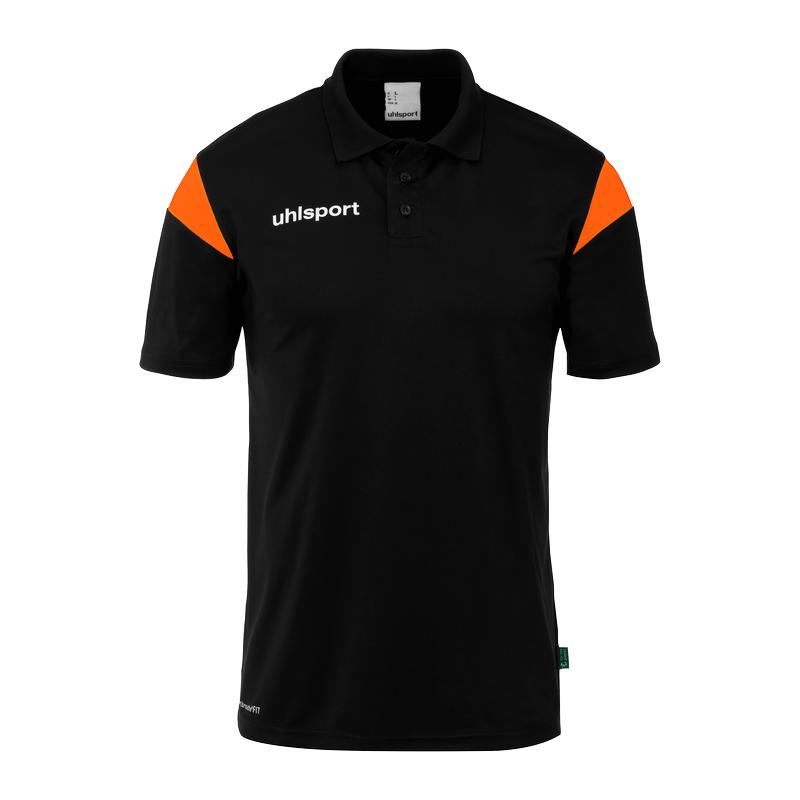 KOSZULKA POLO SQUAD 27 UHLSPORT - czarny/neonowy pomarańczowy