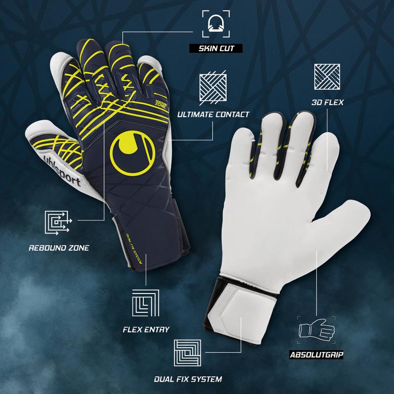 RĘKAWICE PREDICTION ABSOLUTGRIP SKIN UHLSPORT - granatowy/biały/neonowy żółty