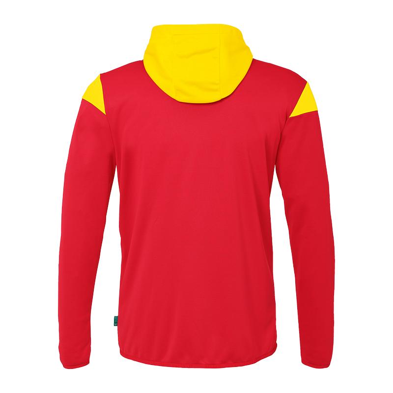 BLUZA ZAPINANA Z KAPTUREM SQUAD 27 UHLSPORT - czerwony/jasny żółty