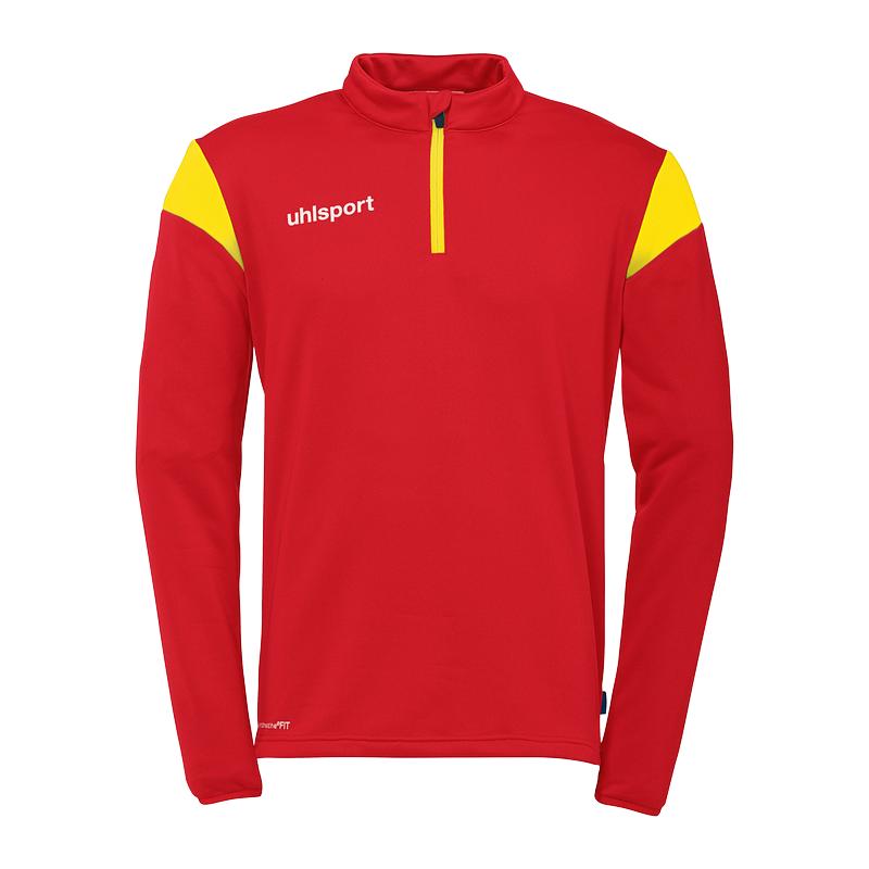BLUZA ZAPINANA POD SZYJĄ SQUAD 27 UHLSPORT - czerwony/jasny żółty