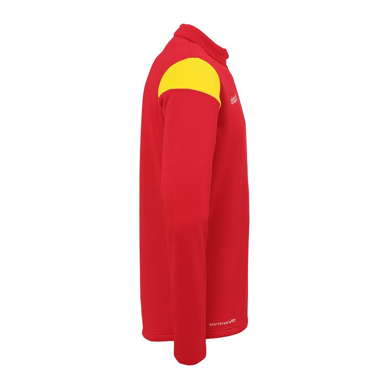 BLUZA ZAPINANA POD SZYJĄ SQUAD 27 UHLSPORT - czerwony/jasny żółty
