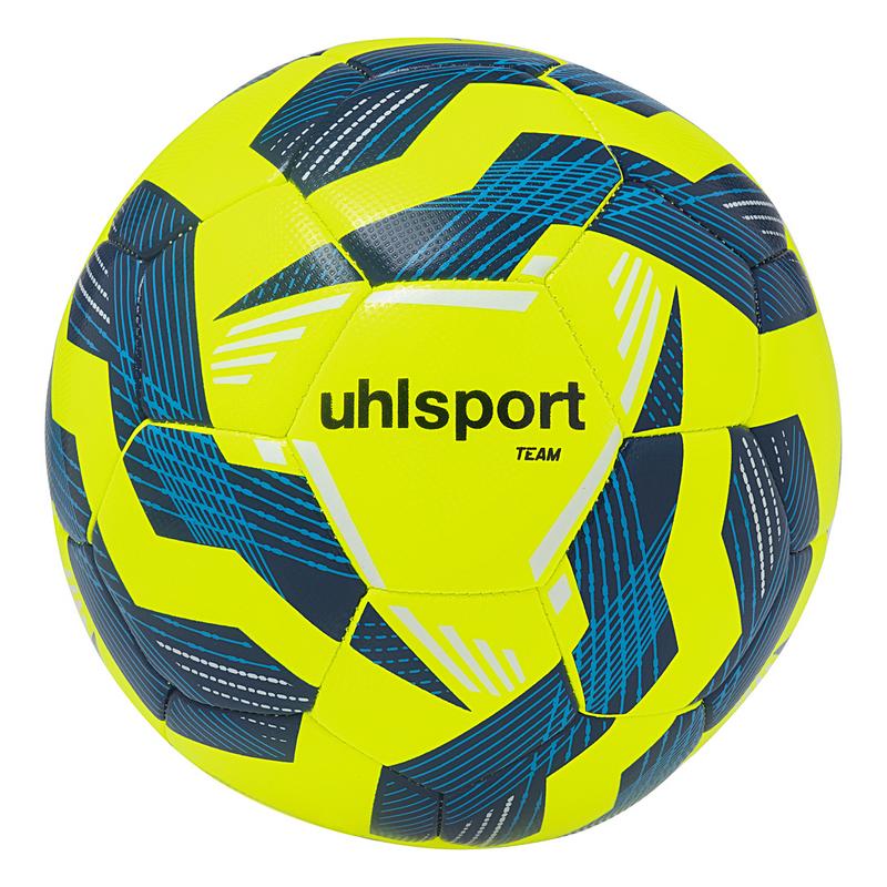 PIŁKA DO PIŁKI NOŻNEJ TEAM UHLSPORT - neonowy żółty/granatowy/biały