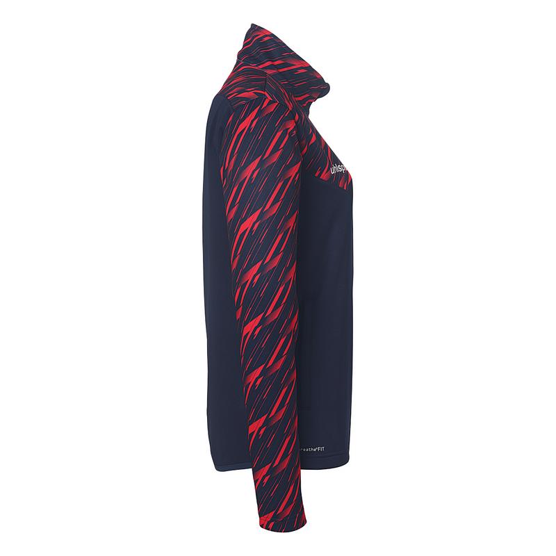 BLUZA ZAPINANA POLY PROGRESSIVE 28 WOMEN UHLSPORT - granatowy/czerwony