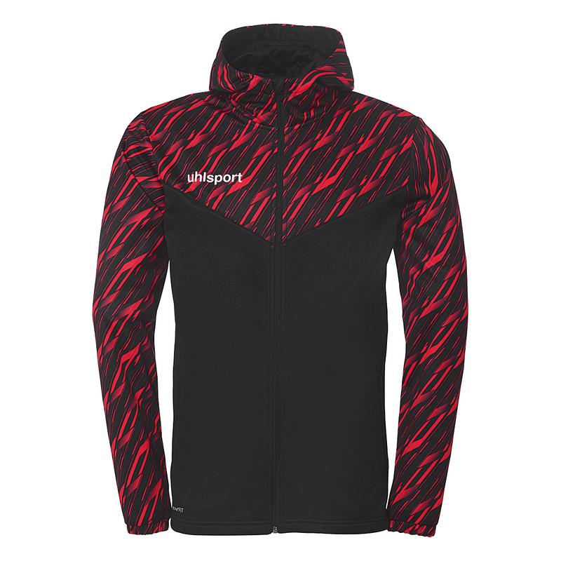 BLUZA ZAPINANA Z KAPTUREM PROGRESSIVE 28 UHLSPORT - czarny/czerwony