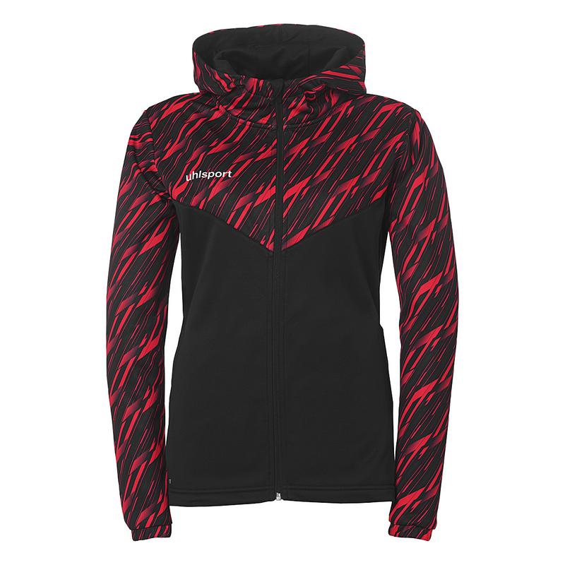 BLUZA ZAPINANA Z KAPTUREM PROGRESSIVE 28 WOMEN UHLSPORT - czarny/czerwony