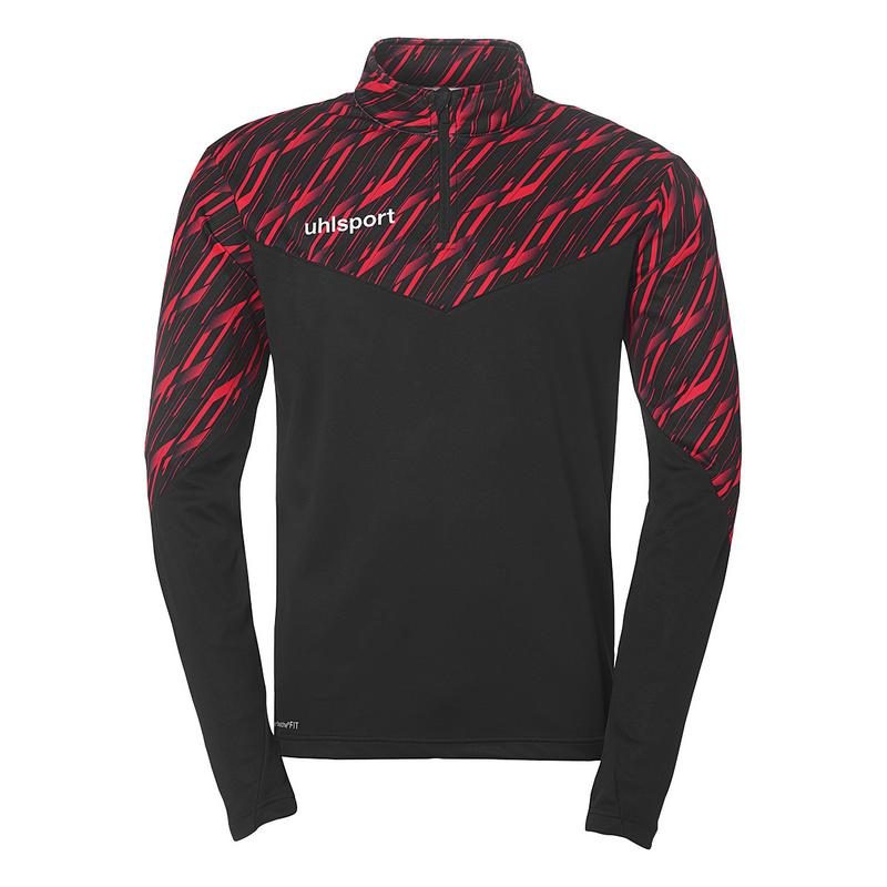 BLUZA ZAPINANA Z POD SZYJĄ PROGRESSIVE 28 UHLSPORT - czarny/czerwony
