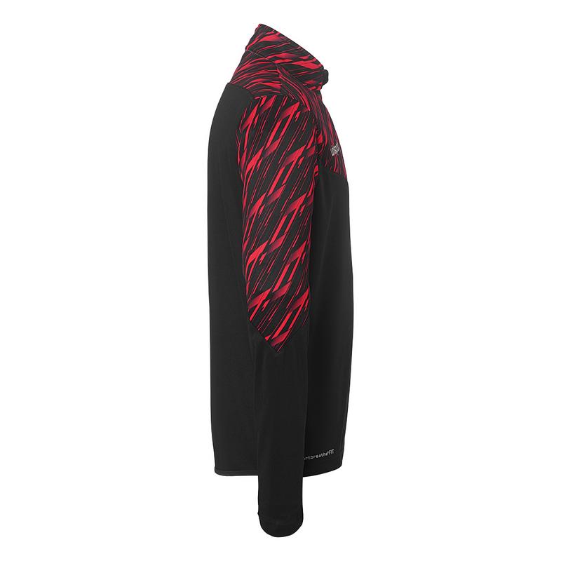 BLUZA ZAPINANA Z POD SZYJĄ PROGRESSIVE 28 UHLSPORT - czarny/czerwony