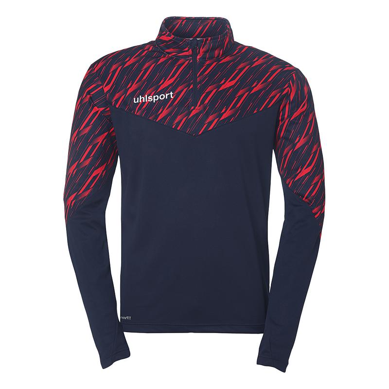 BLUZA ZAPINANA Z POD SZYJĄ PROGRESSIVE 28 UHLSPORT - granatowy/czerwony