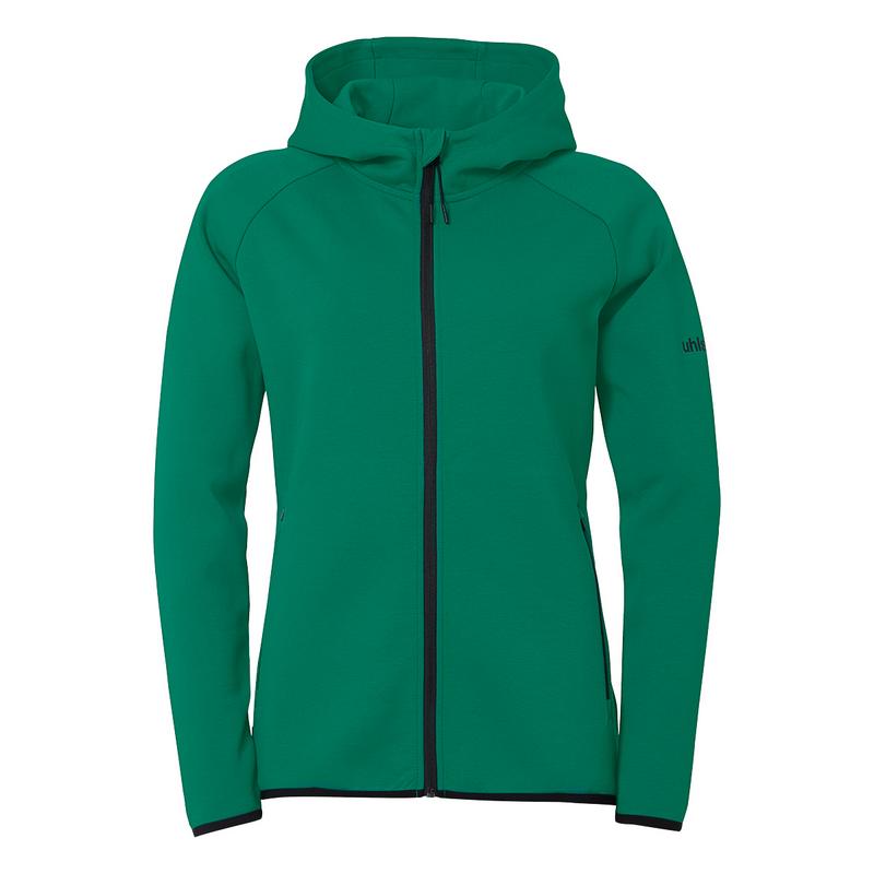 BLUZA ZAPINANA Z KAPTUREM ID WOMEN UHLSPORT - ciemny zielony