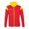 BLUZA ZAPINANA Z KAPTUREM SQUAD 27 UHLSPORT - czerwony/jasny żółty