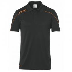 KOSZULKA POLO STREAM 22 UHLSPORT  czarny/neonowy pomarańczowy