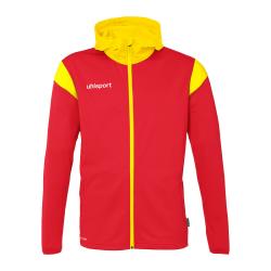 BLUZA ZAPINANA Z KAPTUREM SQUAD 27 UHLSPORT  czerwony/jasny żółty