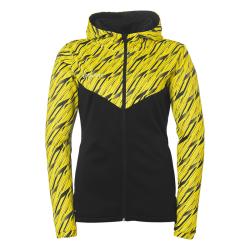 BLUZA ZAPINANA Z KAPTUREM PROGRESSIVE 28 WOMEN UHLSPORT  czarny/jasny żółty